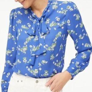 J. Crew Floral Tie-Neck Blouse